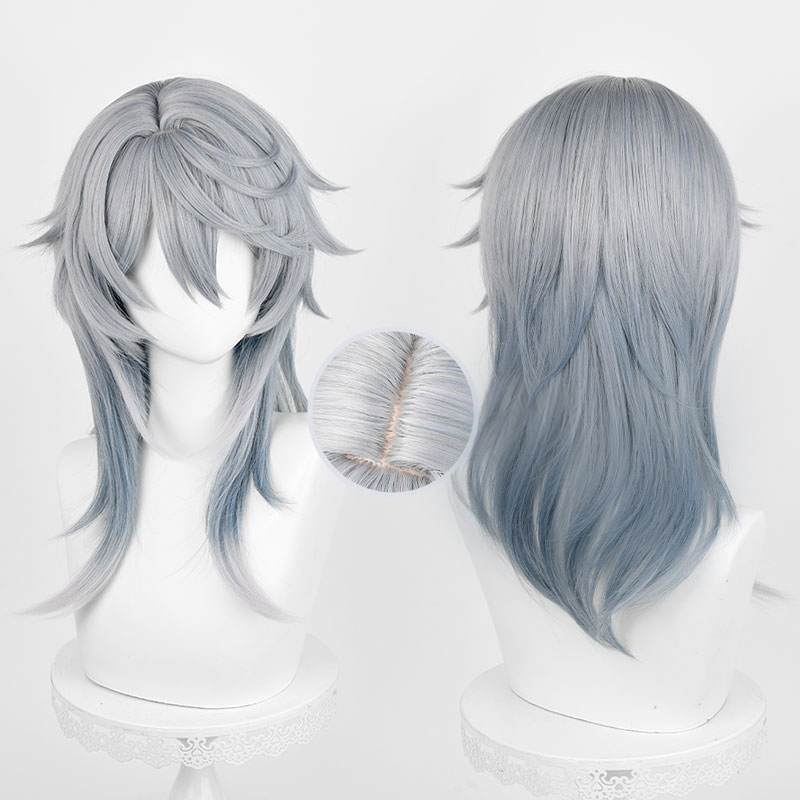 Anime Cosplay Blue Hair - HSR วันอาทิตย์คอสเพลย์วิกผม 52 ซม.สีเทาสีฟ้าวิกผมคอสเพลย์อะนิเมะคอสเพลย์วิกผมสังเคราะห์ทนความร้อนผม