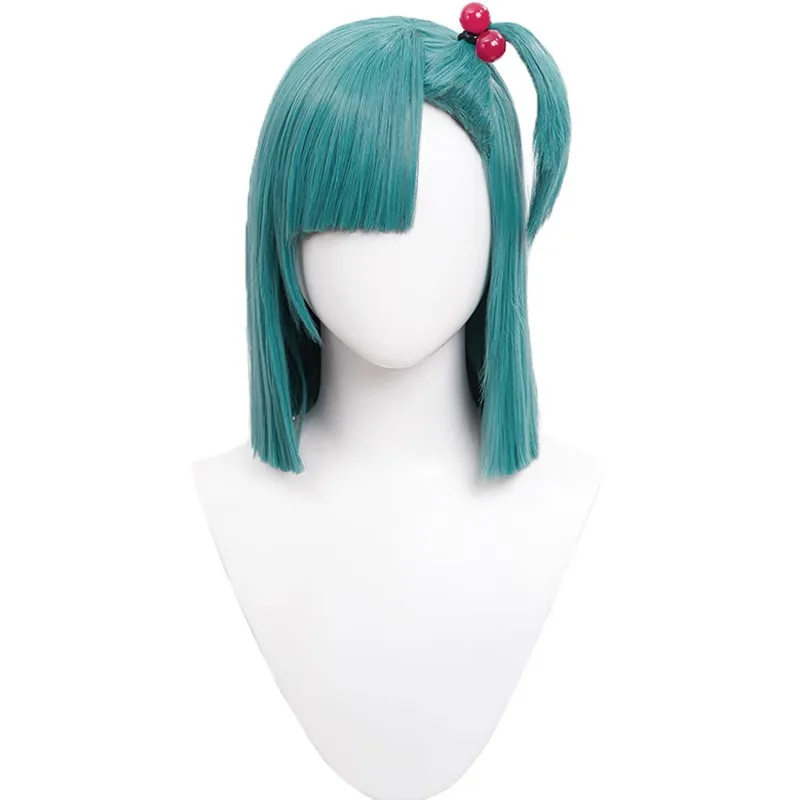 Anime Cosplay Blue Hair - Bulma คอสเพลย์วิกผมผู้หญิงสีฟ้าสีเขียวผมสั้นอะนิเมะคอสเพลย์วิกผมสังเคราะห์ทนความร้อนผมหมวกวิกผมและผม Band