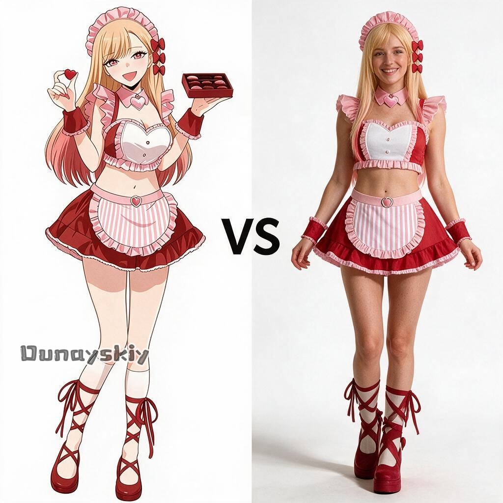 Kitagawa Anime Cosplay - มาริน คิตากาวะ ‌ ชุดคอสเพลย์เมดสีชมพู ชุดอนิเมะน่ารัก สำหรับงานฮาโลวีน