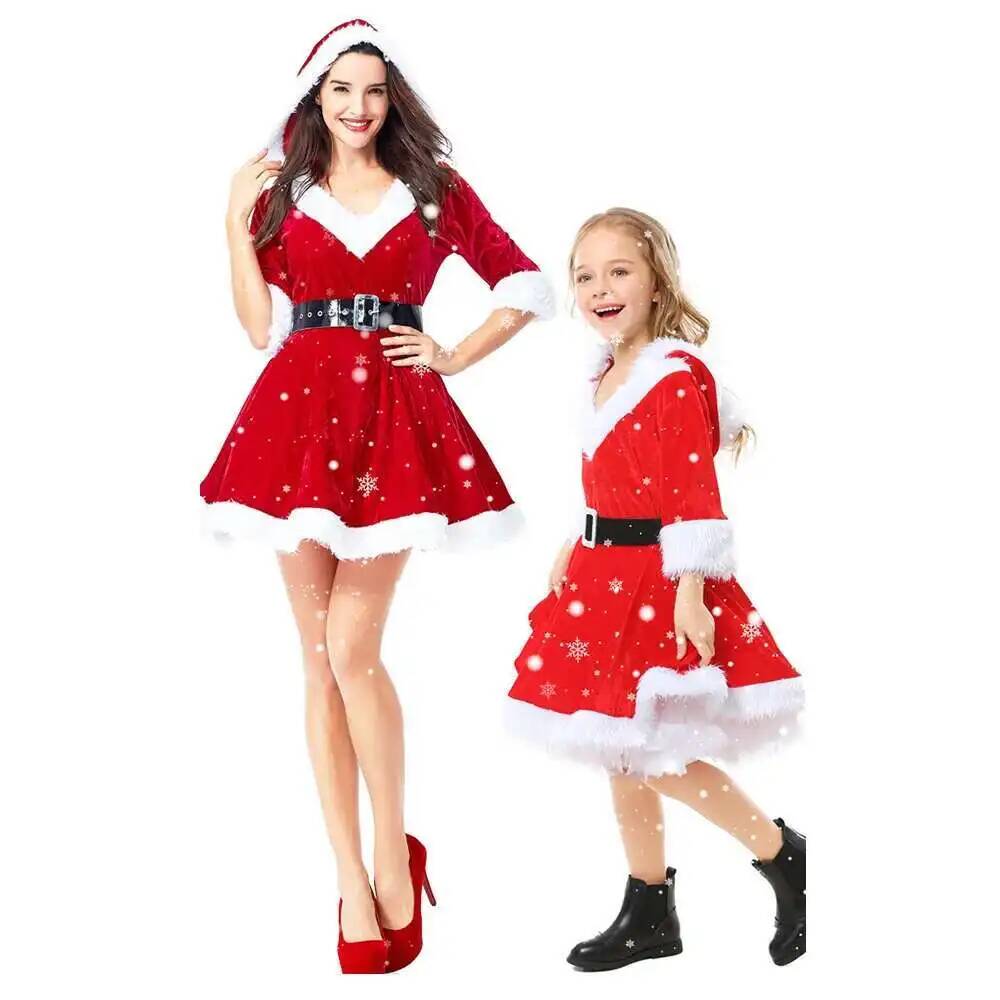 Anime Cosplay Ladies - คอสเพลย์เสื้อผ้าคริสต์มาสผู้หญิงชุดสีแดงซานตาคลอสชุดเดรสชิ้นเดียวเครื่องแต่งกายเทศกาลชุดเดรสปาร์ตี้