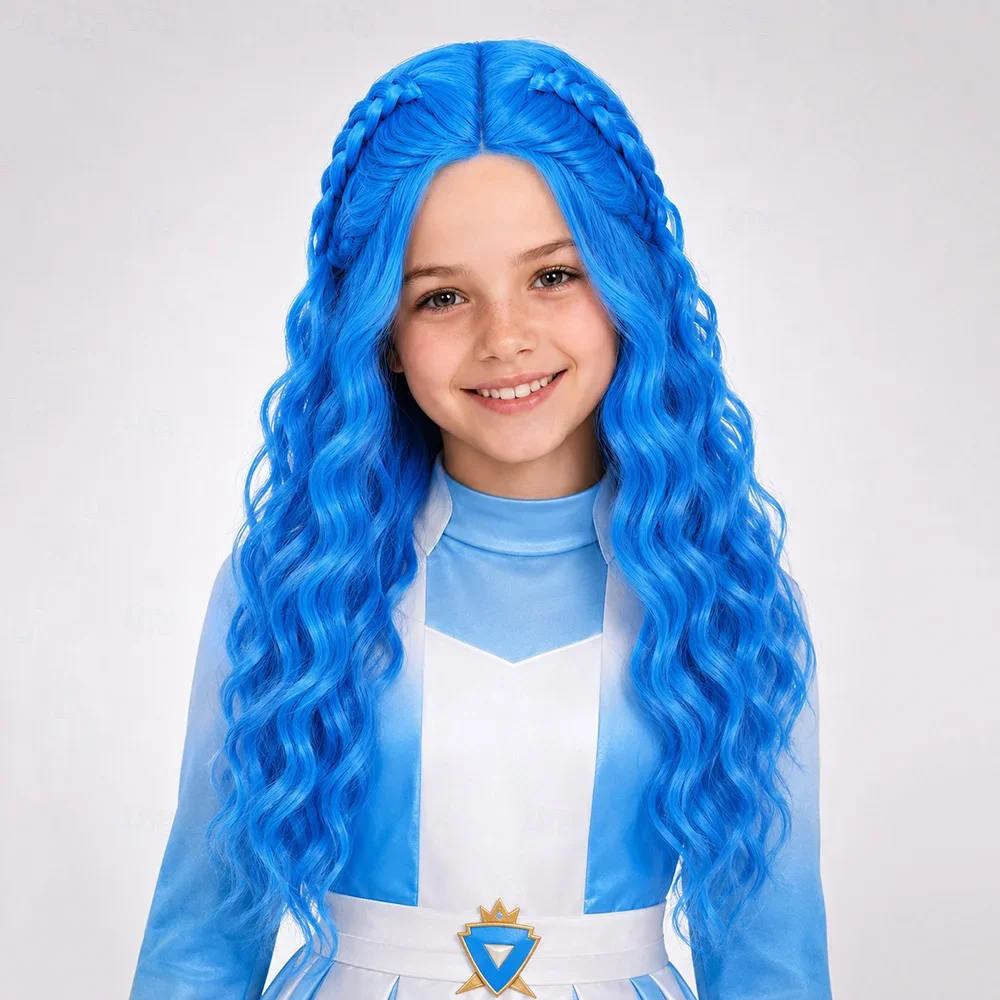 วิกผมยาวลอนสีฟ้าถักเปีย ผมสังเ - Anime Cosplay Blue Hair บทวิจารณ์และราคา
