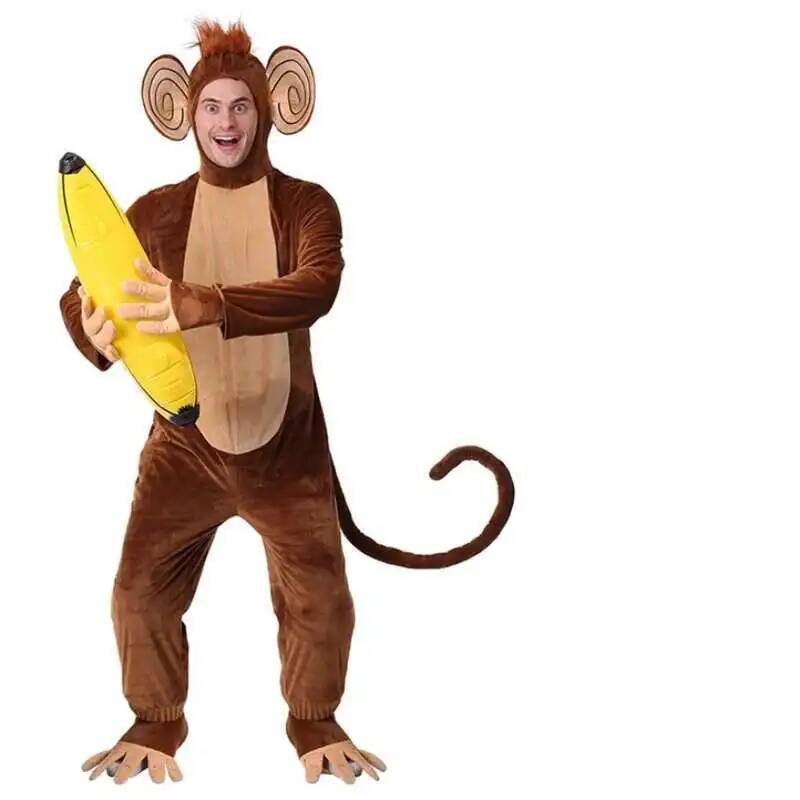 ใหม่สีน้ําตาลลิง Onesie ชุดนอน - Anime Cosplay Jumpsuit บทวิจารณ์และราคา