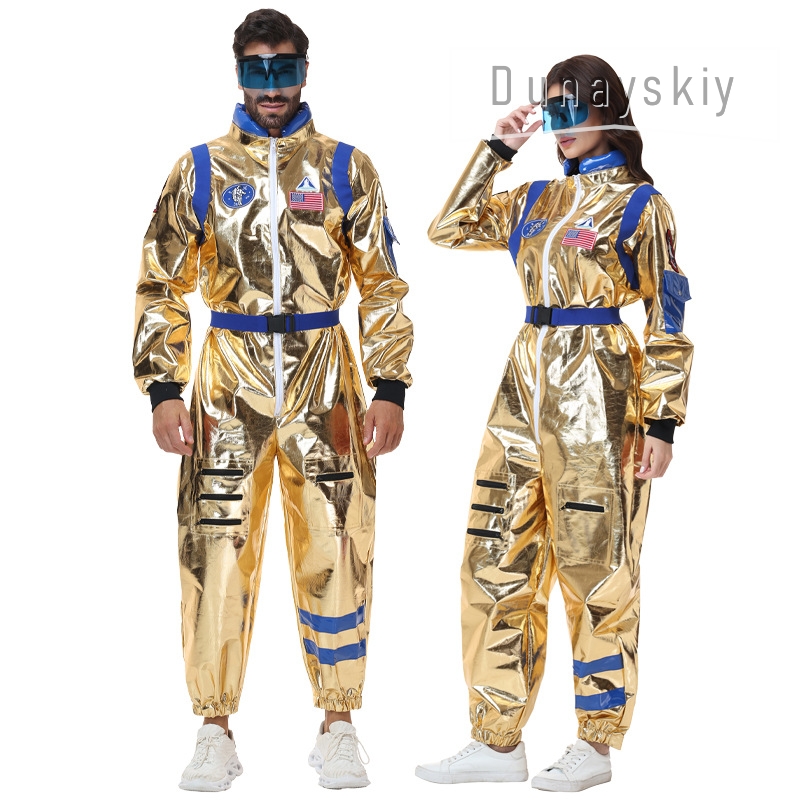 ชุดนักบินอวกาศสีทองเมทัลลิกเงา - Anime Cosplay Couple บทวิจารณ์และราคา