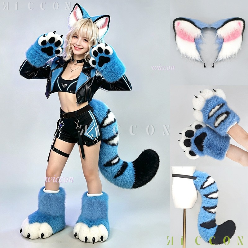 ชุดหูและหางเสือสีฟ้า Derpyy ทำ - Anime Cosplay Ladies บทวิจารณ์และราคา